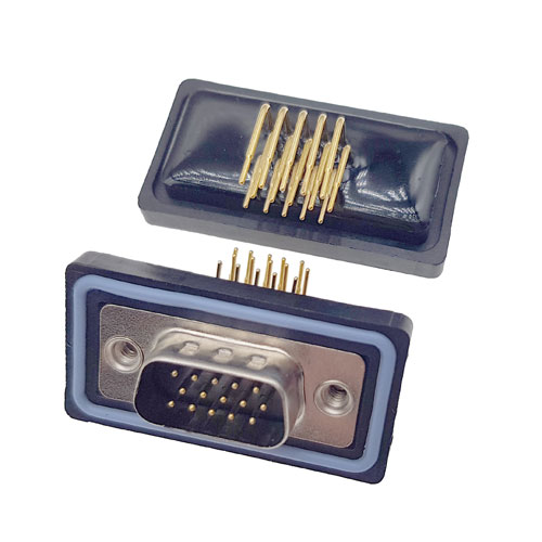 D-SUB-15P公頭90度高密度防水車針連接器 D-SUB-15P公頭90度高密度防水車針連接器